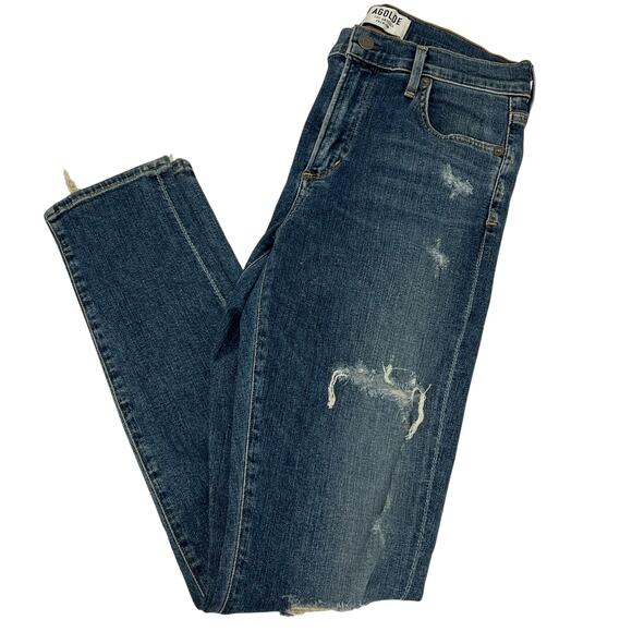 AGOLDE Sophie High Rise Skinny Size 28 Denim Jeans Blue Distressed 90's Retro - Picture 1 of 15